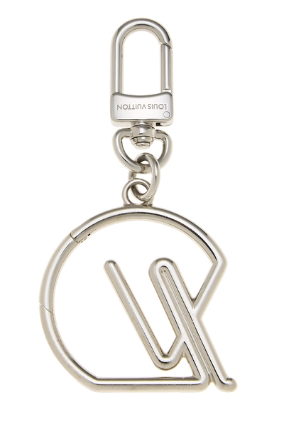 Silver LV Tubular Bag Charm, , large