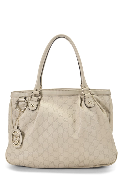 Gucci White Guccissima Zip Sukey Handbag Large