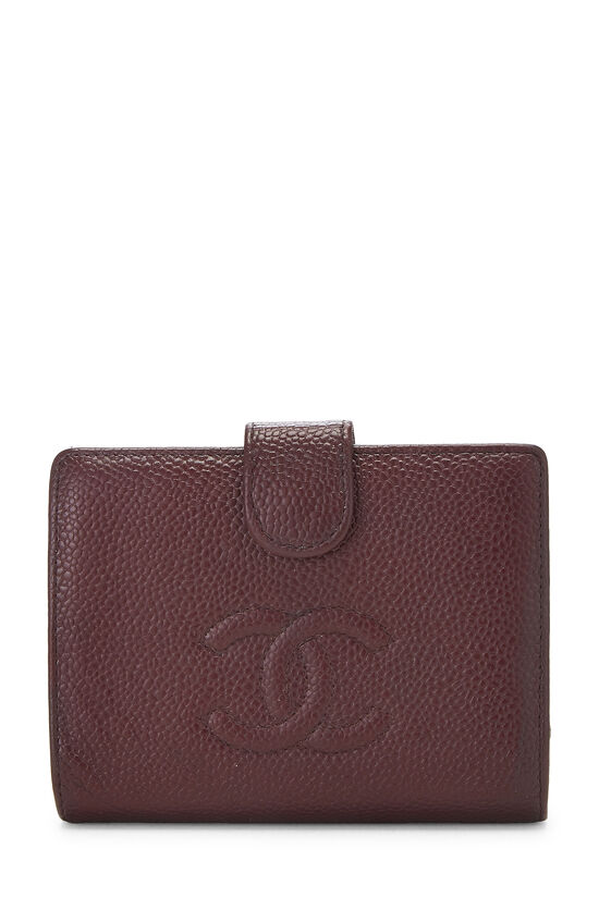 Burgundy Caviar Timeless 'CC' Compact Wallet, , large image number 1