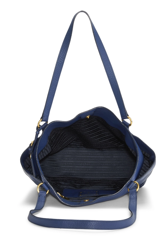 Blue Vitello Daino Side Pocket Tote, , large image number 5