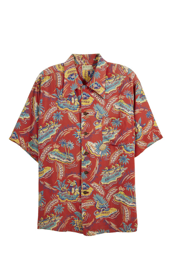 Red Graphic Malihini Hawaiian Shirt, , large image number 0
