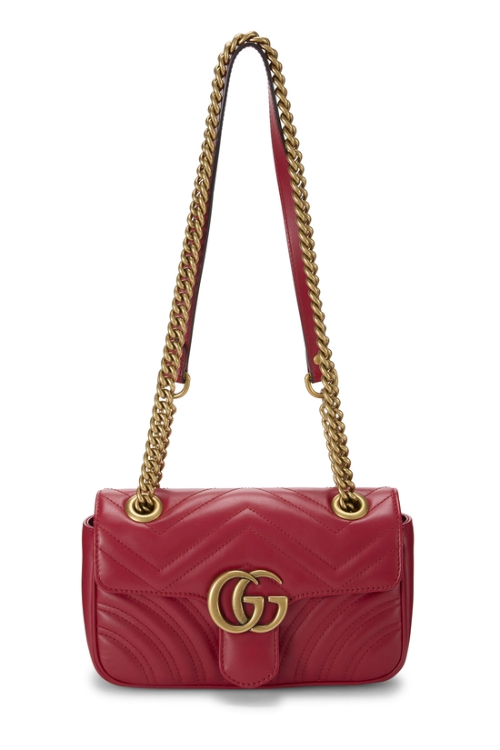 Red Leather GG Marmont Shoulder Bag Mini, , large image number 0