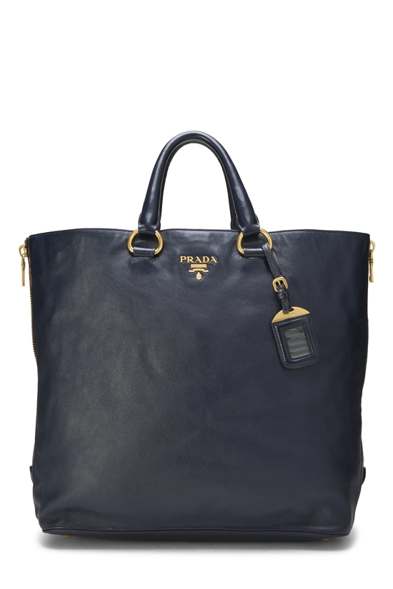 Navy Calfskin Side Zip Tote, , large image number 0