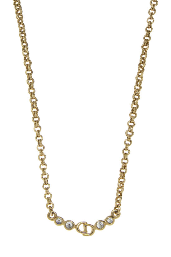 Gold Crystal 'CD' Necklace, , large image number 1