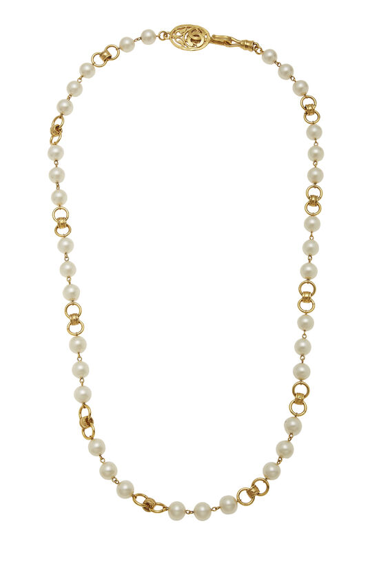 Faux Pearl & Gold Necklace, , large image number 0