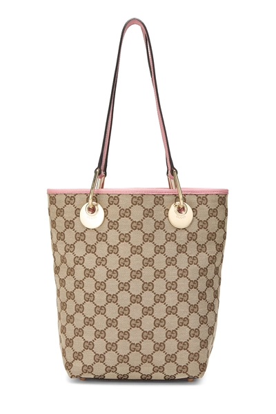 Gucci Pink Original GG Canvas Eclipse Bucket Bag Small