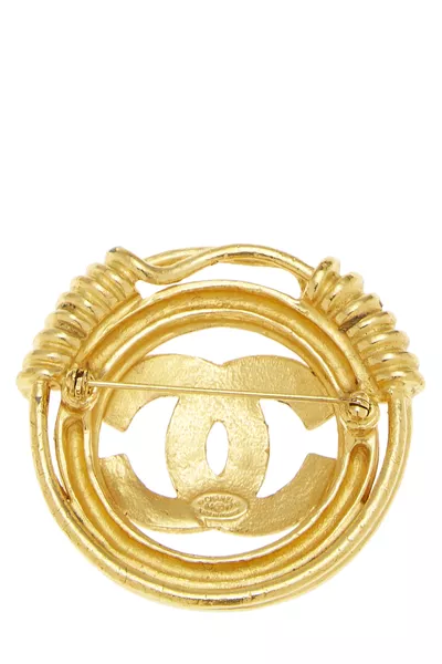 Gold 'CC' Spring Border Pin, , large