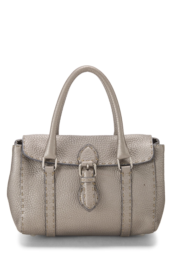 Silver Pebbled Leather Selleria Linda Mini, , large image number 0