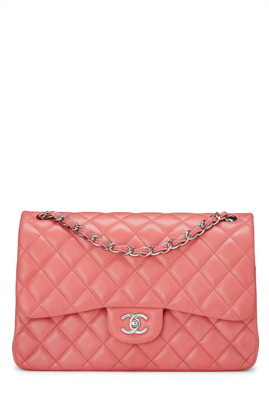 Pink Quilted Lambskin New Classic Double Flap Jumbo, , large image number 1