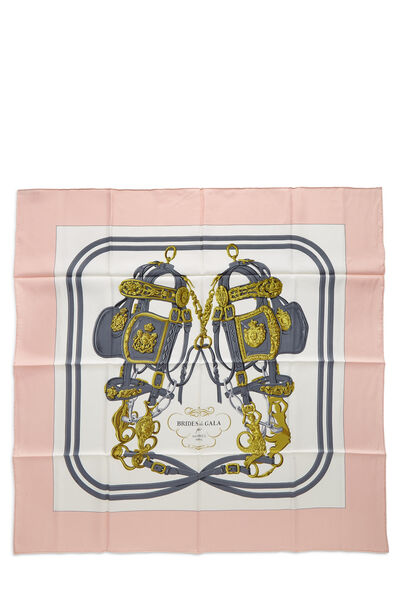 Pink & Multicolor 'Brides de Gala' Silk Scarf 90