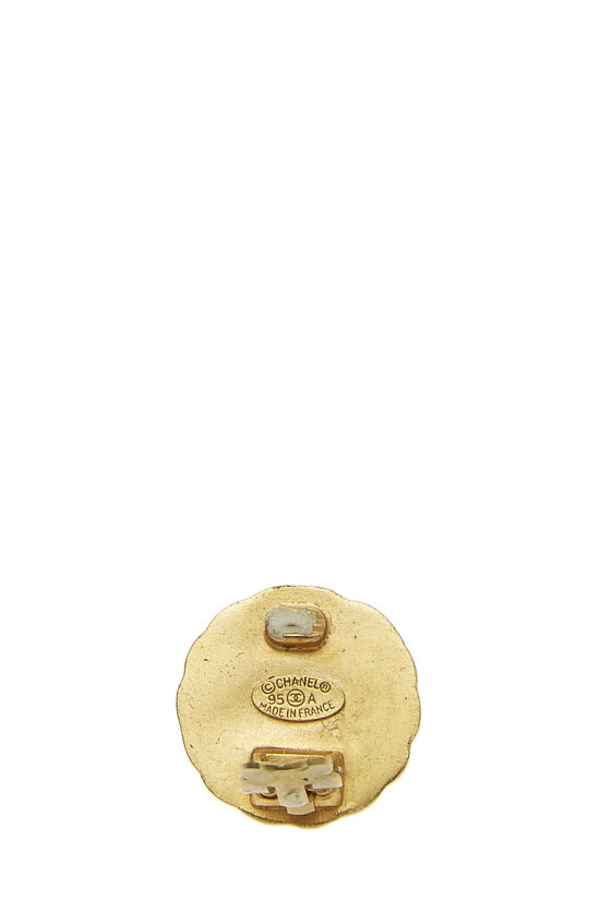 Gold Metal Sunburst 'CC' Earrings, , large image number 2