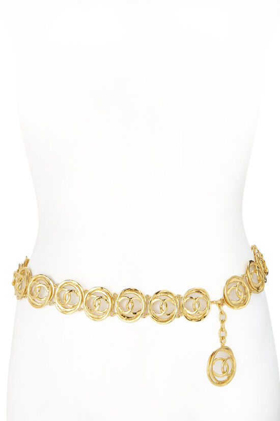 Gold 'CC' Circle Chain Belt, , large image number 0