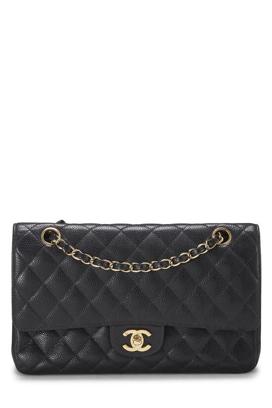 Black Quilted Caviar Classic Double Flap Medium, , large image number 0
