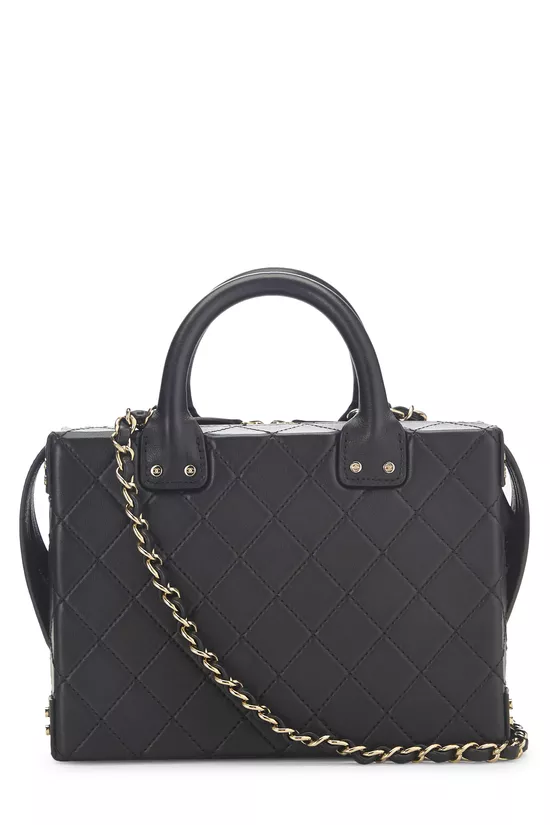 Black Calfskin Leather Studded Square Vanity Case, , large image number 3