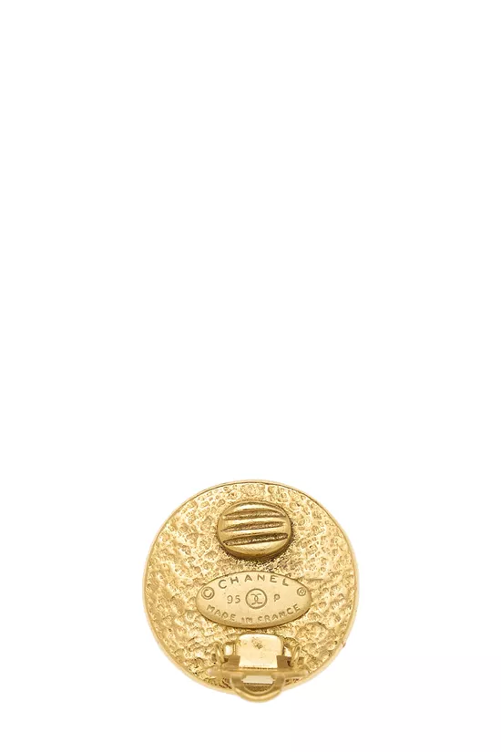 Gold & Faux Pearl Button Earrings, , large image number 2