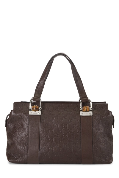 Gucci Brown Guccissima Bamboo Bar Tote