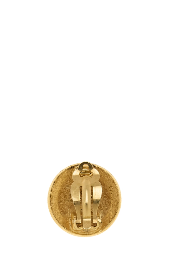 Gold 'CC' Round Earrings, , large image number 1