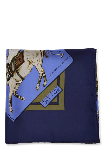 Navy & Multicolor 'Cup Palm Beach' Silk Scarf 90, , large