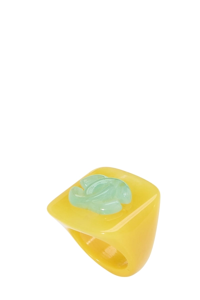 Yellow Acrylic 'CC' Ring