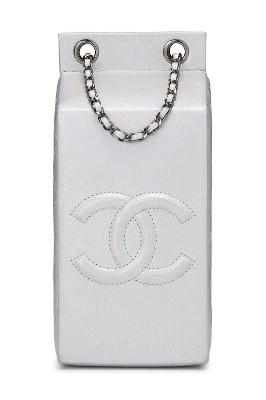 Metallic Silver Leather Coco Milk Carton Bag, , large image number 4