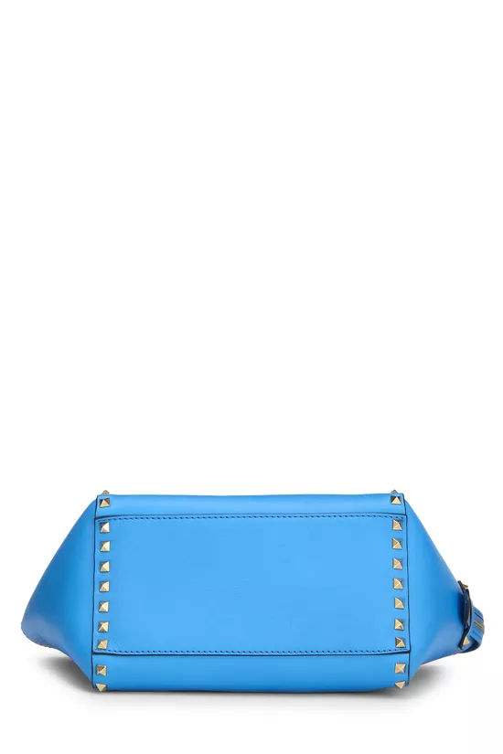 Blue Leather Rockstud Tote Bag, , large image number 4