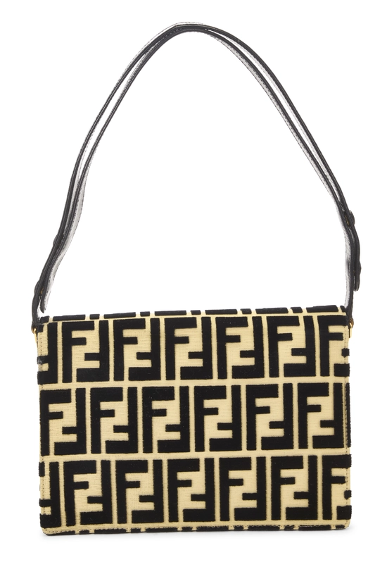 Black Velvet Zucca Flap Shoulder Bag, , large image number 3