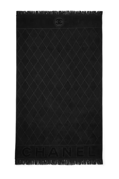 Black 'CC' Terry Cloth Beach Towel XL
