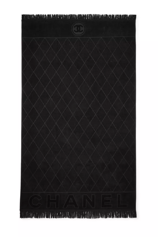 Black 'CC' Terry Cloth Beach Towel XL, , large image number 0