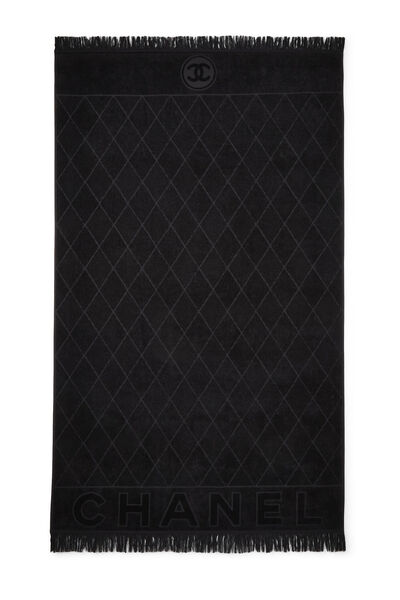 Black 'CC' Terry Cloth Beach Towel XL