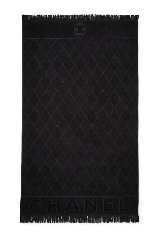 Black 'CC' Terry Cloth Beach Towel XL, , large image number 0