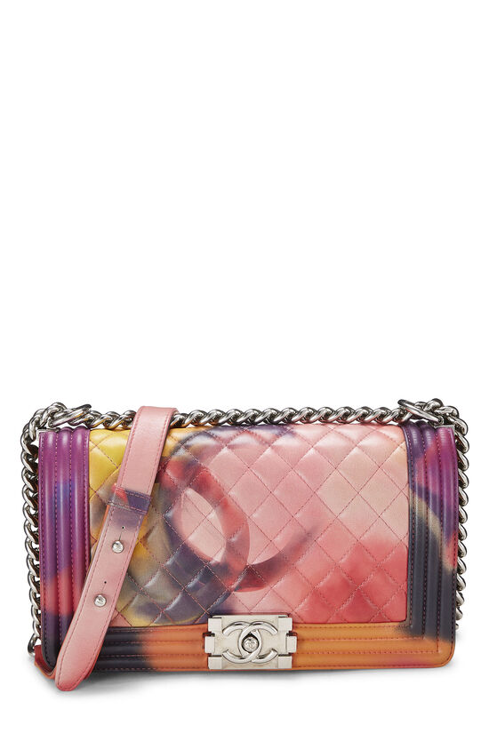 CHANEL Matelasse W Flap Chain Shoulder Bag Size 25 Pink/Multicolor