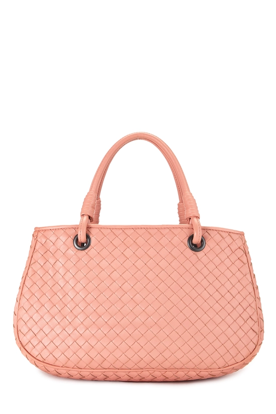Pink Intrecciato Leather Handbag, , large image number 0