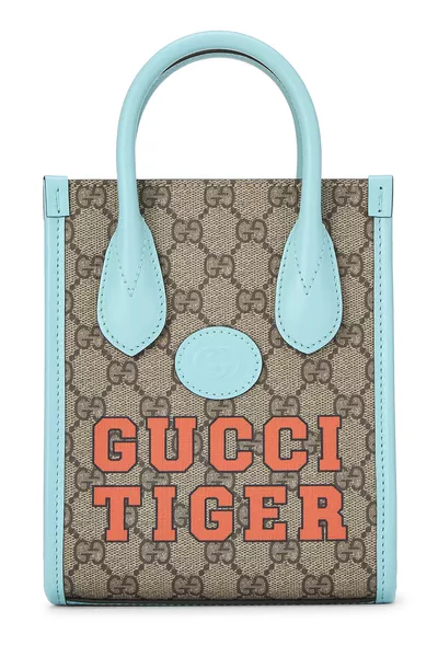 Blue GG Supreme Interlocking Tote Mini