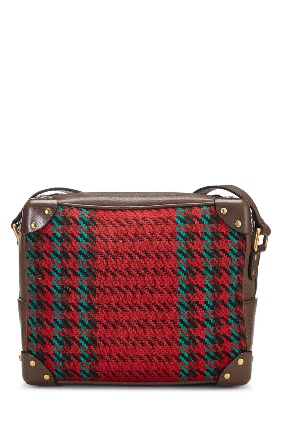 Red & Brown Houndstooth Wool Interlocking GG Shoulder Bag, , large image number 4