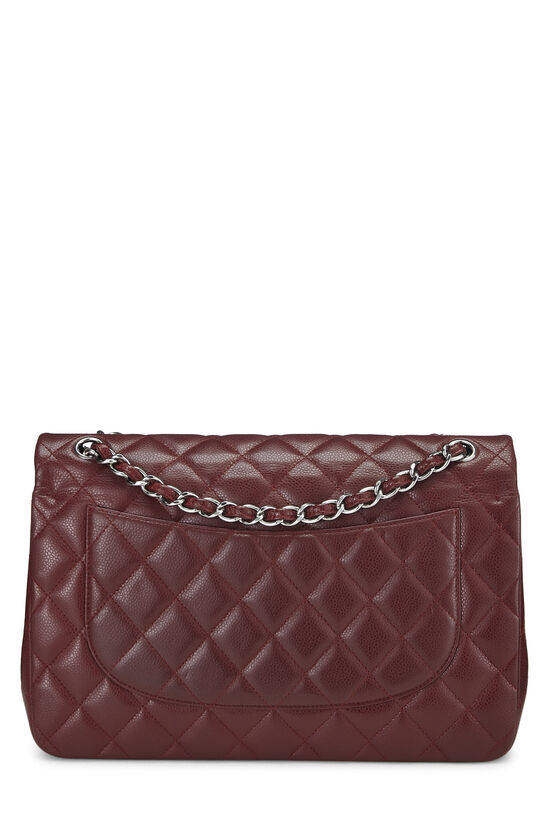 Burgundy Quilted Caviar New Classic Double Flap Jumbo