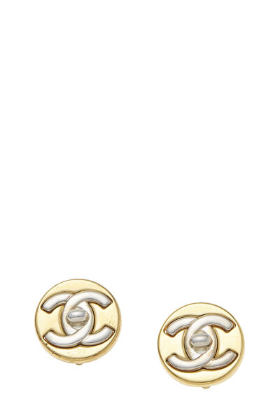 Silver & Gold 'CC' Round Earrings 