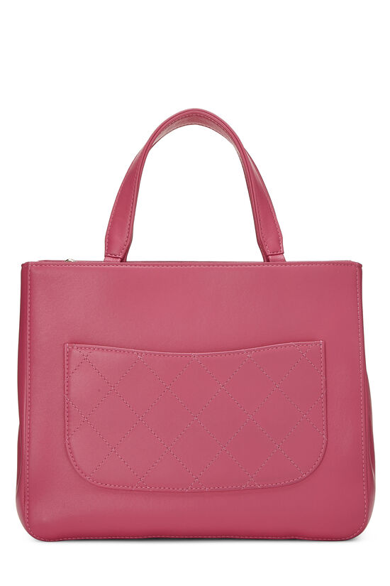 Pink Lambskin 'CC' Mania Shopping Tote Small, , large image number 4