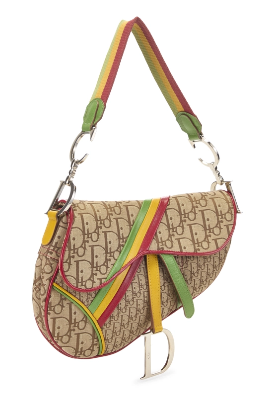 Multicolor Trotter Canvas Rasta Saddle Bag, , large image number 1
