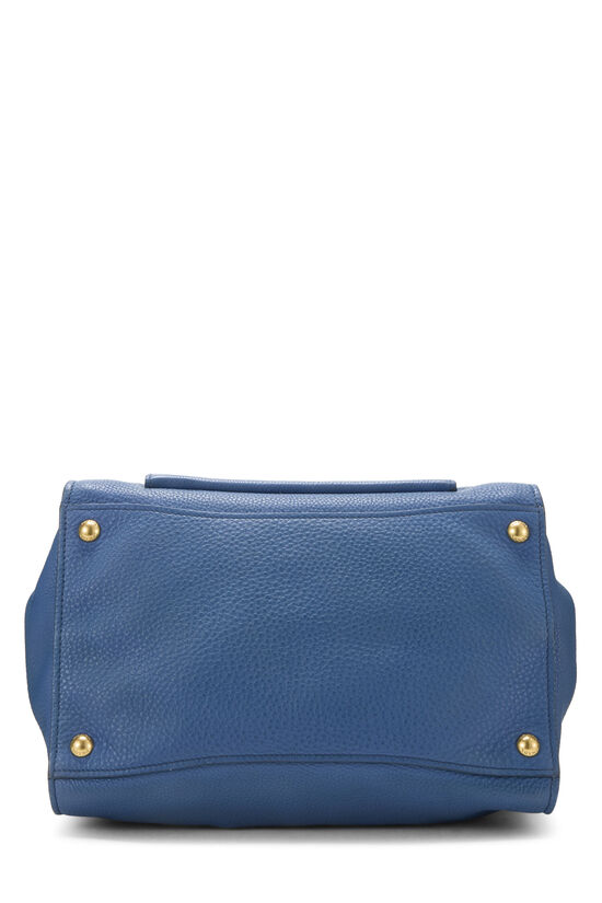 Blue Vitello Daino Trapeze Front Pocket Tote, , large image number 4