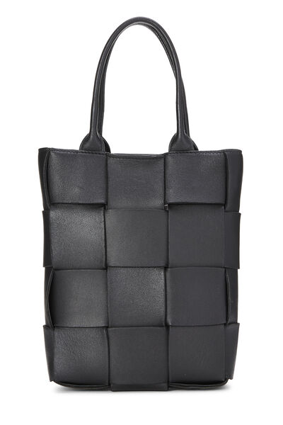 Black Maxi Intrecciato North South Cassette Tote Mini