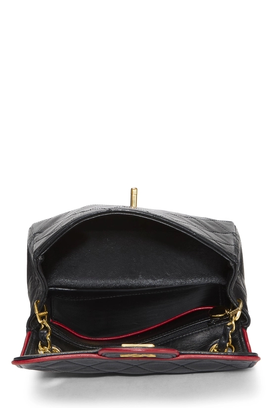 Black Quilted Lambskin Piped Half Flap Mini, , large image number 5