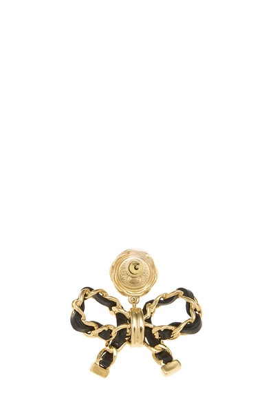 Gold 'CC' Bow Earrings, , large