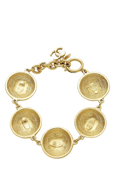 Gold Quilted 'CC' Coins Bracelet, , large