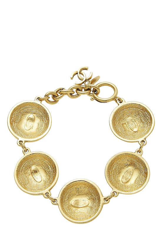 Gold Quilted 'CC' Coins Bracelet, , large image number 1