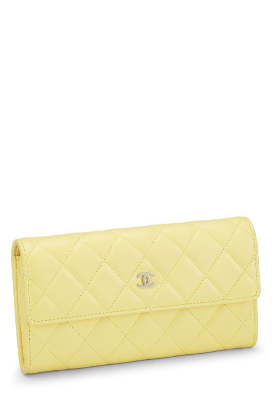 Yellow Quilted Lambskin Long Wallet, , large image number 2