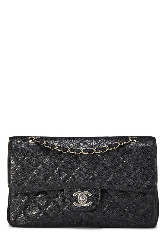 Black Quilted Caviar Classic Double Flap Small, , large image number 0