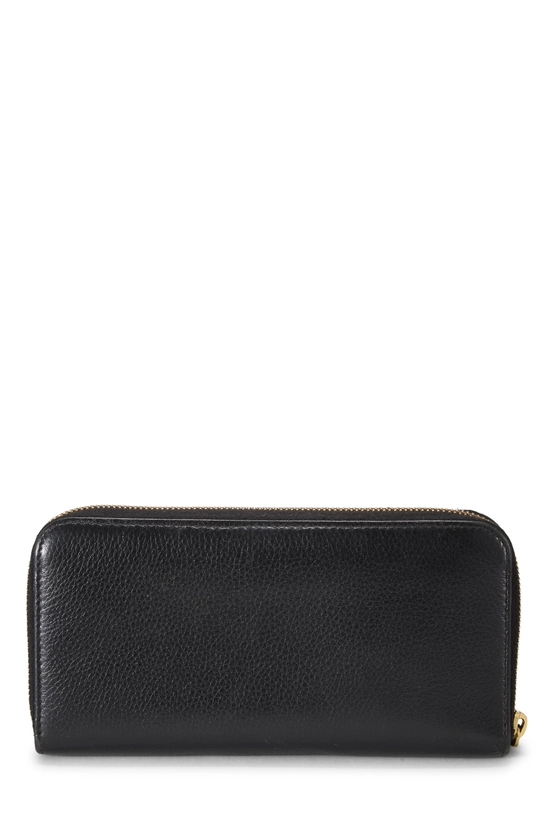 Black Vitello Daino Zip Around Wallet, , large image number 2