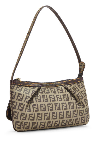 Brown Zucchino Coated Canvas Pochette, , large