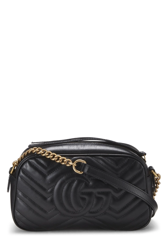 Black Leather GG Marmont Crossbody Bag, , large image number 3