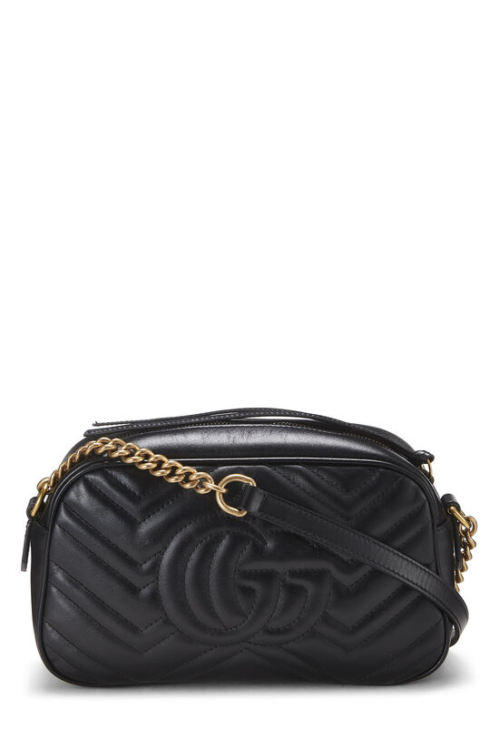 Black Leather GG Marmont Crossbody Bag, , large image number 3